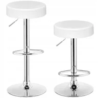 Taborety i hokery - Zestaw 2 x krzesła barowe Classic hoker regulowany do wyspy podnóżek biały - miniaturka - grafika 1
