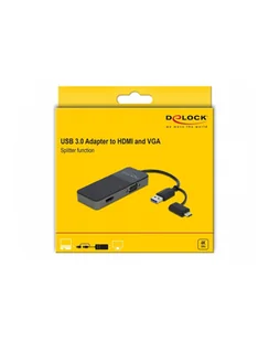 Delock Kabel adapter USB-A (M) + USB-C (M) - HDMI (F) + VGA (F) czarny 0,12m 64085 - Adaptery i przejściówki - miniaturka - grafika 2