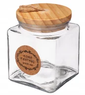 Pojemniki kuchenne - POJEMNIK SZKLANY drewno korek 850 ml na przyprawy żywność kawę sól dekor - miniaturka - grafika 1