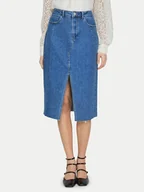 Spódnice - Vila Spódnica jeansowa 14092091 Niebieski Regular Fit - miniaturka - grafika 1