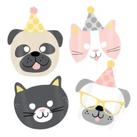 Dodatki do strojów karnawałowych - Maska papierowa, Hello Pets, 8 sztuk - miniaturka - grafika 1