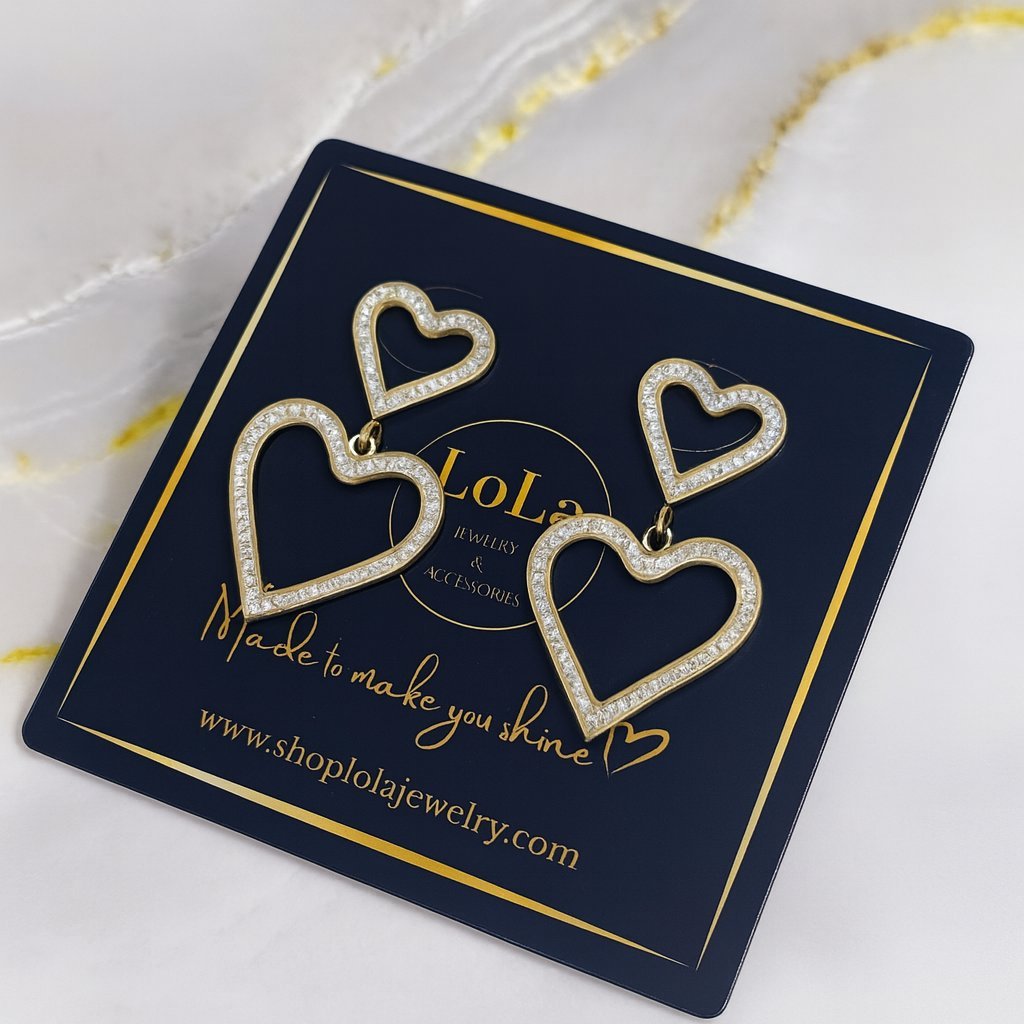 Kolczyki Monroe w kształcie serc, ze stali chirurgicznej 316L z lśniącymi cyrkoniami