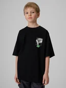 Koszulki dla chłopców - 4F T-shirt loose z nadrukiem chłopięcy - czarny 158/164 (12-14 lat) - miniaturka - grafika 1