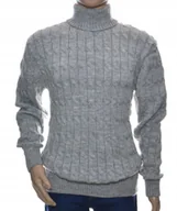 Swetry męskie - Ciepły wełniany sweter męski z golfem szetland golf z wełny 3XL XXXL szary - miniaturka - grafika 1