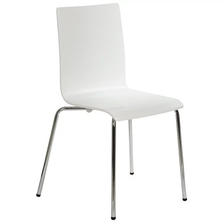 STEMA - TDC Krzesło ze sklejki w kolorze białym, stelaż chromowany. Model TDC-132. TDC132/08/S3/B