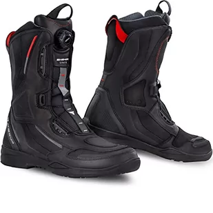 SHIMA STRATO męskie buty motocyklowe - wzmocnione, długie, turystyczne buty motocyklowe z zapięciem ATOP, ochraniaczami kostki, antypoślizgową podeszwą i panelami odblaskowymi (Czarne, 43) - Buty motocyklowe - miniaturka - grafika 1