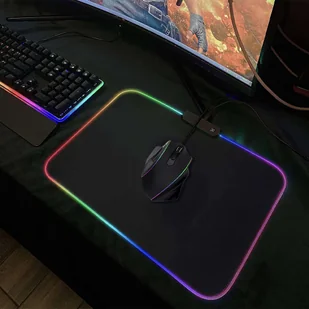 Podkładka pod mysz na biurko Gamingowa podświetlenie LED 35x25cm Black - Podkładki pod mysz - miniaturka - grafika 6