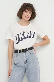 Koszulki sportowe damskie - Dkny t-shirt bawełniany damski kolor biały - DKNY - grafika 1