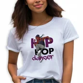 Koszulki i topy damskie - KOSZULKA DAMSKA BIAŁA NA PREZENT DLA TANCERZA HIP HOP DANCER WZORY - L - miniaturka - grafika 1