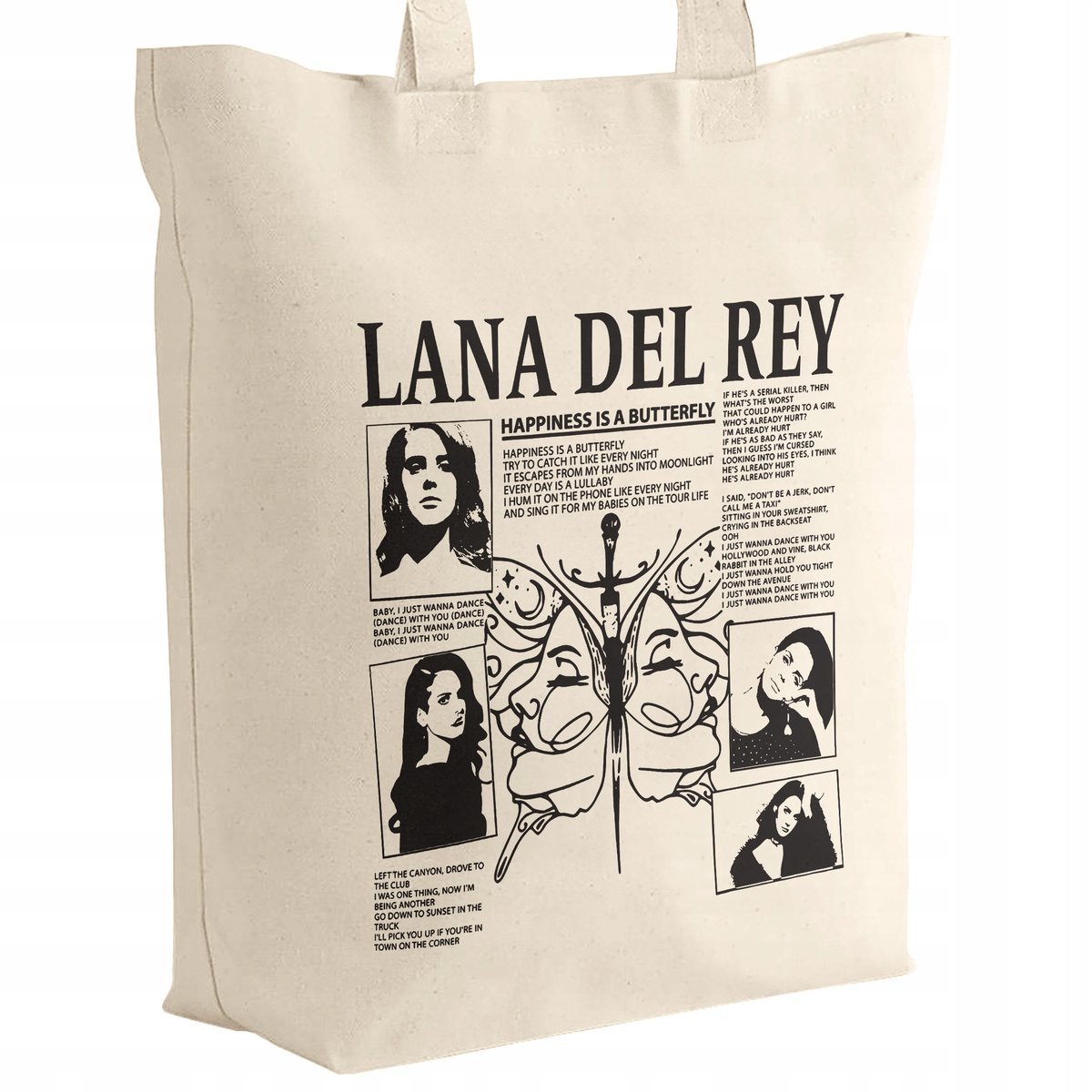 Torba bawełniana z dnem na zakupy 42x38x10 Lana Del Rey