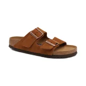 Klapki i japonki damskie - Birkenstock Skórzane klapki Arizona SFB VL Mink - miniaturka - grafika 1
