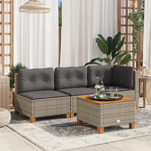 vidaXL 3-osobowa sofa ogrodowa z poduszkami, szara, polirattan - Sofy ogrodowe - miniaturka - grafika 1