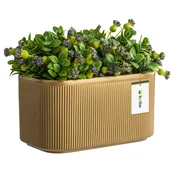 Donice - Doniczka osłonka ceramiczna Złota 25,5 cm H13,5 cm Połysk Nowoczesna Stylowa - miniaturka - grafika 1