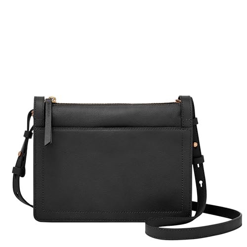 Fossil Women's Taryn Leather Crossbody Purse Handbag, Black (Model: ZB1894001)