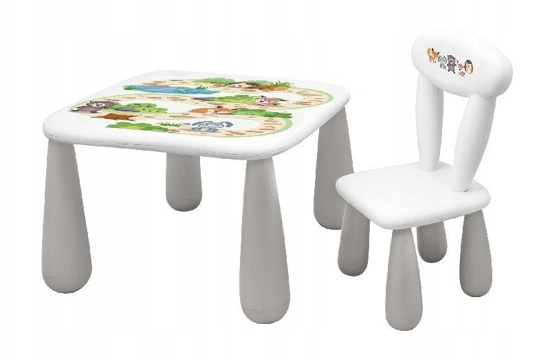 SET LUNA LEŚNA FERAJNA STOLIK DLA DZIECI + KRZESEŁKO BIAŁO/SZARY 5903067008482