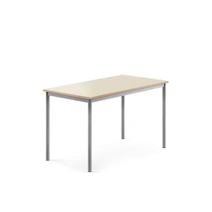 Biurko BORÅS, 1200x700x720 mm, laminat brzoza, szary aluminium - Meble do szkół i przedszkoli - miniaturka - grafika 1