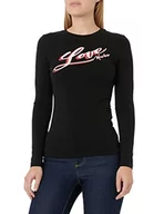 Koszulki i topy damskie - Love Moschino Tight-Fitting Długie rękawy z nadrukiem marki Koszulka damska, czarny, 40 - miniaturka - grafika 1