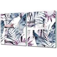 Deski do krojenia - Deska Kuchenna ze Szkła Hartowanego - 2x 40x52 cm - Marmurowe kwiaty plumeria loft styl - miniaturka - grafika 1