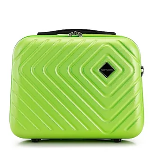 WITTCHEN Cube line walizka z tworzywa ABS z geometrycznym tłoczeniem, kółka skrętne, uchwyt teleskopowy, zamek szyfrowy, limonkowy zielony, Kosmetikkoffer, kuferek kosmetyczny - Walizki - miniaturka - grafika 1