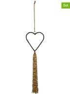 Ozdoby bożonarodzeniowe - Kersten Dekoracyjne zawieszki (4 szt.) "Heart" w kolorze czarno-złotym - 23 x 8 cm - miniaturka - grafika 1