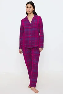 Piżama damska Boyfriend Fit PW 01 X Checks w różową kratę 3XL - Piżamy damskie - miniaturka - grafika 1