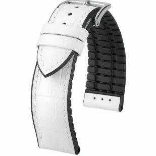 Biało-czarny pasek skórzany 18 mm HIRSCH Paul 0925028100-2-18 (M) RATY | GRATIS WYSYŁKA | GRATIS ZWROT DO  1 ROKU | 100% ORYGINAŁ!! - Akcesoria do zegarków - miniaturka - grafika 1