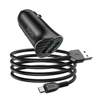 Ładowarki samochodowe - Hoco Ładowarka Samochodowa 18W 2xUSB QC3.0 + Kabel Micro USB Z39 Quick Charge 3.0 czarna - miniaturka - grafika 1