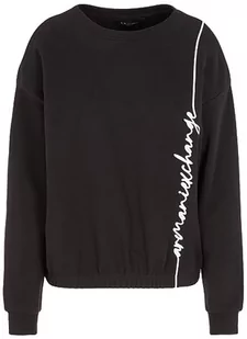 Armani Exchange Damska bluza z kapturem Signature Logo French Terry, czarny, L - Bluzy damskie - miniaturka - grafika 1