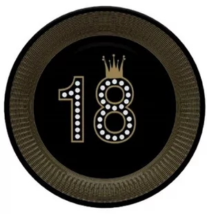 Talerzyki papierowe "18" 8 szt. - Dekoracje i nakrycia stołu na imprezę - miniaturka - grafika 1