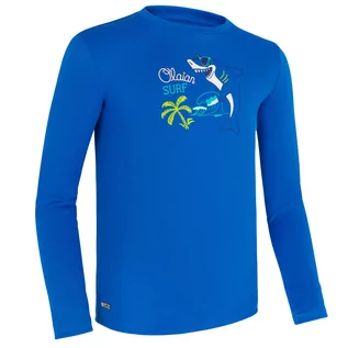 Pianki do pływania - Koszulka UV surfingowa dla dzieci Olaian Shark 100 długi rękaw - grafika 1