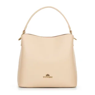 Trójkomorowy kuferek ze skóry beżowy - Torebki damskie Trójkomorowy kuferek ze skóry beżowy - Torebki damskie - miniaturka - grafika 1