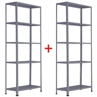 Szafy i regały magazynowe - Regał półkowy 1+1 GRATIS, 1760x750x300 mm, 5 półek, nośność półki 75 kg, RAL 7031 - miniaturka - grafika 1