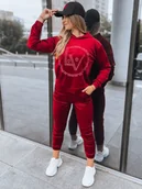 Dresy damskie - Welurowy komplet damski VIP PRIVATE bordowy Dstreet AY0869-L/XL - miniaturka - grafika 1