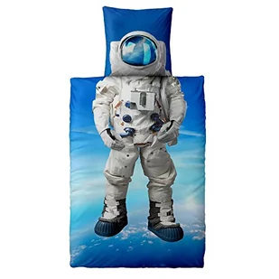 CelinaTex Fashion Fun pościel dziecięca 135 x 200 cm 2-częściowa bawełniana poszewka na kołdrę Space Astronauta niebieska - Pościel dla dzieci - miniaturka - grafika 1