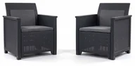 Meble ogrodowe - Zestaw ogrodowy Elodie Duo 2 fotele z poduszkami 65x62x74cm Grafitowy - miniaturka - grafika 1