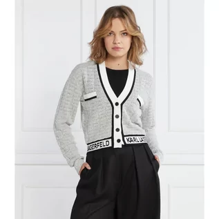 Swetry damskie - Karl Lagerfeld Kardigan boucle | Regular Fit - grafika 1