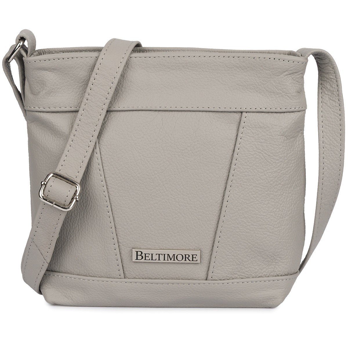 Torebka damska skórzana listonoszka mała premium szara klasyczna Beltimore