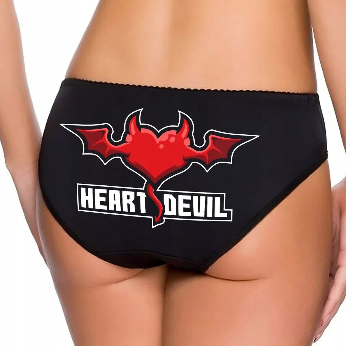 CZARNE MAJTKI Figi Dla Partnerki Na Walentynki HEART DEVIL Mix Wzoró Rozm L