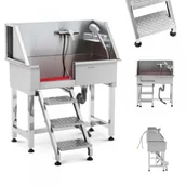 Meble kosmetyczne - Wanna groomerska do kąpieli mycia psów zwierząt ze schodami 90 x 90 x 106 cm - miniaturka - grafika 1