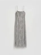 Sukienki - Reserved - Sukienka midi z aplikacjami - jasnoszary - miniaturka - grafika 1