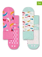 Skarpetki damskie - Happy Socks Skarpety (2 pary) w kolorze jasnoróżowo-białym ze wzorem - miniaturka - grafika 1