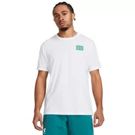 Koszulki sportowe męskie - Męski t-shirt z nadrukiem Under Armour UA Color Block Logo LC - biały - UNDER ARMOUR - miniaturka - grafika 1