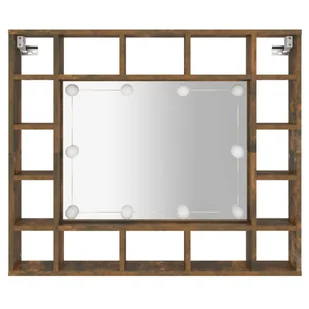 Lumarko Szafka z lustrem i LED, przydymiony dąb, 91x15x76,5 cm - Toaletki - miniaturka - grafika 8