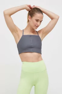 Reebok top do jogi kolor szary - Koszulki sportowe damskie - miniaturka - grafika 1