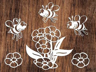 Zestaw: Kwiatek i pszczółki - wycinanka z kartonu - Zabawki kreatywne - miniaturka - grafika 1