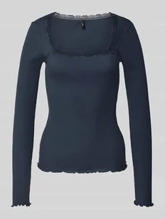 Bluzka z długim rękawem o kroju slim fit z czystej bawełny model ‘XENA’ - Bluzki damskie - miniaturka - grafika 1