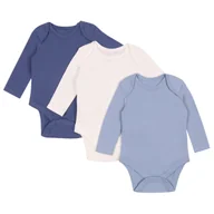 Body dla niemowląt - 3x Bawełniane, niebiesko-białe body z długim rękawem, OEKO-TEX 12-18 m 86 cm - miniaturka - grafika 1