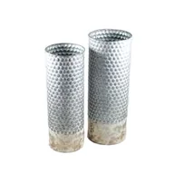 Wazony i flakony - WAZON METALOWY SREBRNY OZDOBNY - miniaturka - grafika 1