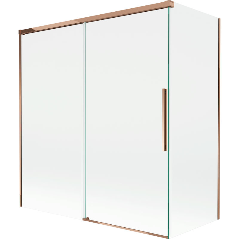 Mexen Rox parawan nawannowy 2-skrzydłowy rozsuwany 150 + 70 x 150 cm, transparent, różowe złoto - 8C9-150-070-60-00