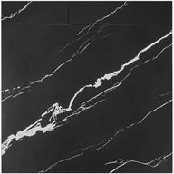 Brodziki prysznicowe - Brodzik kwadratowy czarny struktura kamienia smc 90x90 Bazalt Carrara Black Rea - miniaturka - grafika 1
